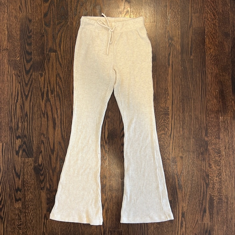 Aritzia Cream Flared Drawstring Pants - image 1